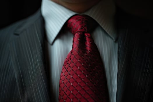 close up of a stylish red tie on a white shirt photo