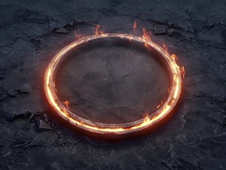 Glowing fiery ring on dark background photo