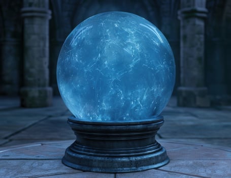 Mystical crystal ball on dark background photo