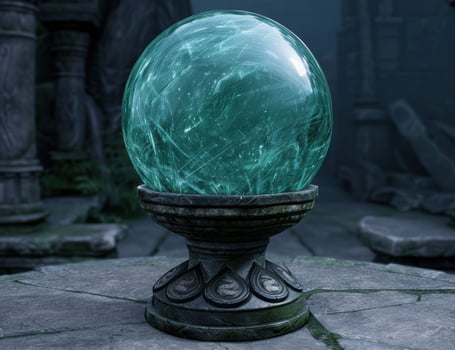 Mysterious crystal ball on ornate stand photo