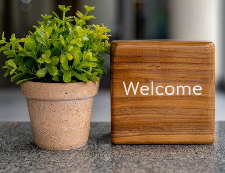 Welcoming home decor with potted plant photo