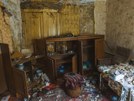 Old rotten abandoned house interior photo