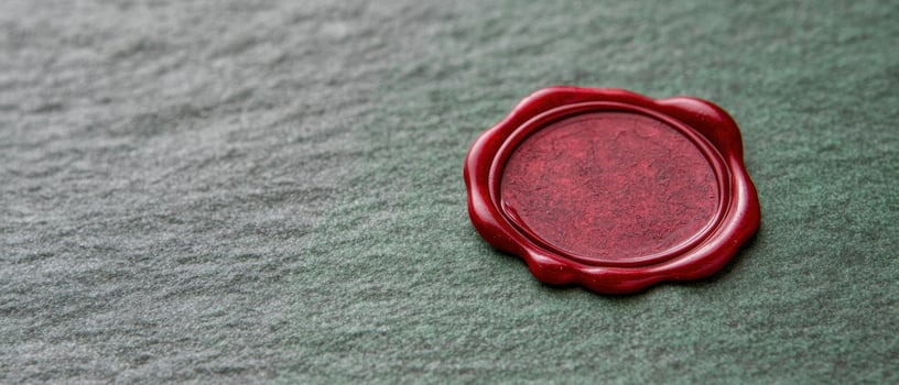 Wax seal stamp on green felt background photo