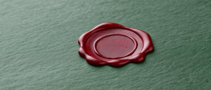 Wax seal on green background photo