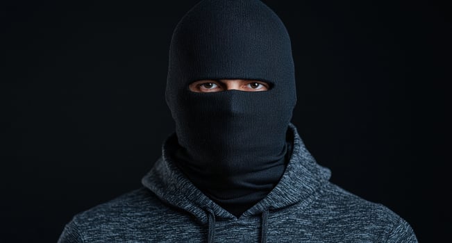 Mysterious hooded figure in the dark photo