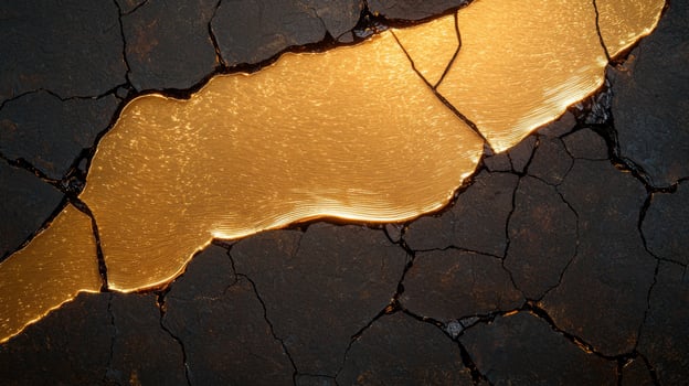 Cracked gold textured surface photo