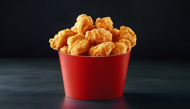 Fried chicken bucket filled with crispy, golden pieces, perfect for sharing photo