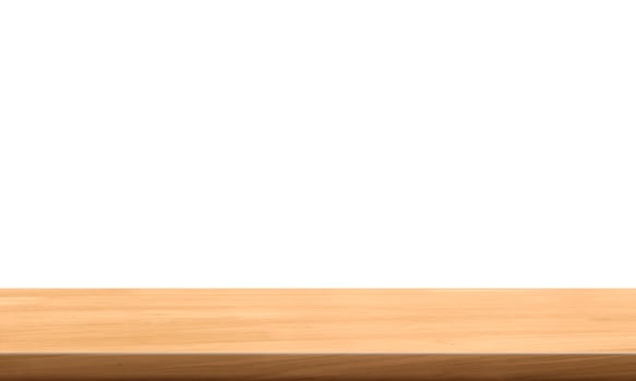 empty wooden table front view isolated on white background. photo