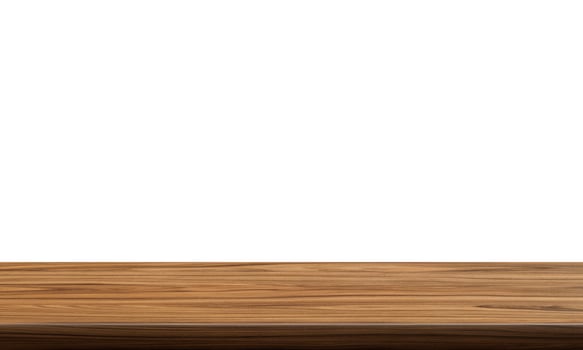 empty wooden table front view isolated on white background. photo