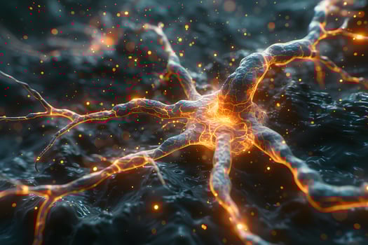 Futuristic Neural Network Visualization in Vibrant Electric Colors photo