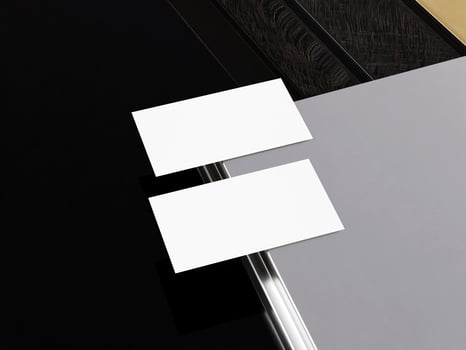 Realistic business branding cards template mockup on table photo