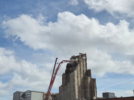 Process of Ruining the Building's Facade in the Industrial Area photo
