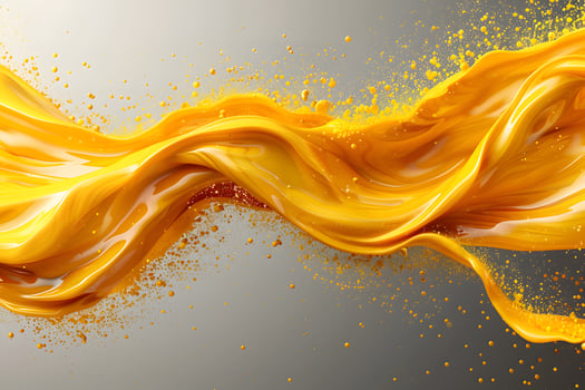 Vivid Yellow Paint Splash Wave on Grey Background - Vibrant Abstract Art for Design photo