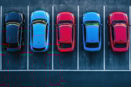Five cars parked in a row. photo