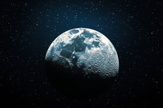 A close-up view of the moon against a starry night sky. photo