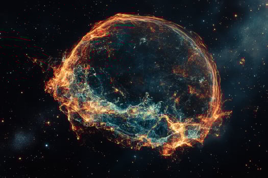 A glowing nebula in space with stars. photo