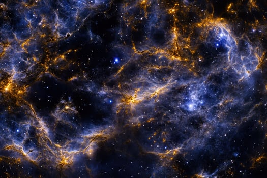 A swirling nebula of golden and blue light. photo