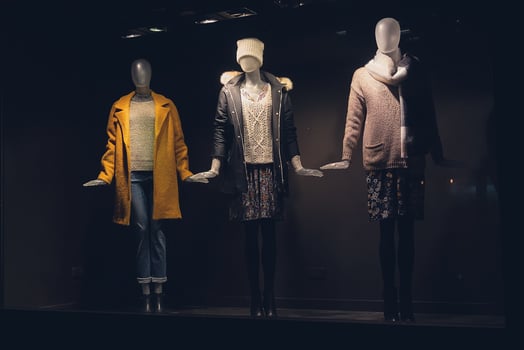 Female fashion mannequin showcase display in autumn clothing store style photo