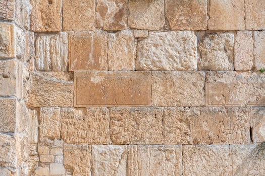Close up of stones in the Western Wall in Old Town Jerusalem photo