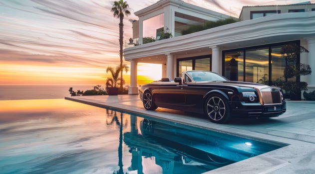 Luxury modern villa. Expensive lifestyle in a private modern house with luxurious architecture photo