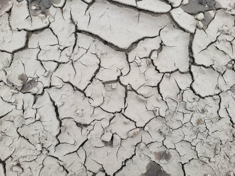 In drought, cracked gray soil. photo