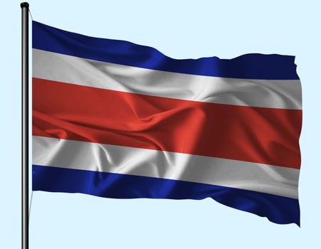 Costa Rica Flag Wind Waving With Pole photo
