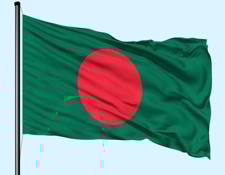 Bangladesh Flag Wind Waving With Pole photo