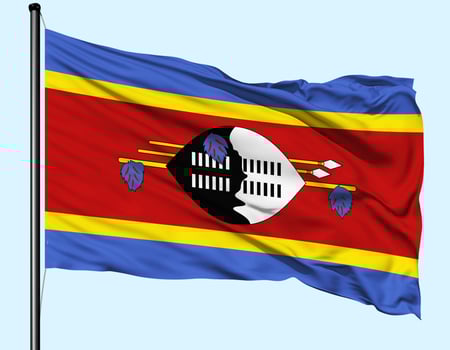 Eswatini Flag Wind Waving With Pole photo