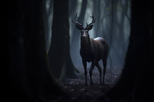 Majestic deer in dark forest photo