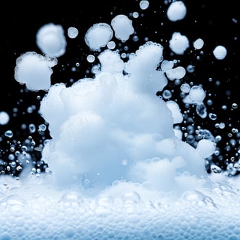 Snowy winter wonderland with icy crystals photo