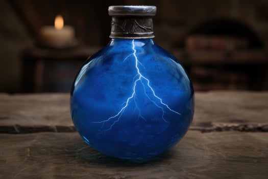 Mystical lightning bolt in a glass bottle photo