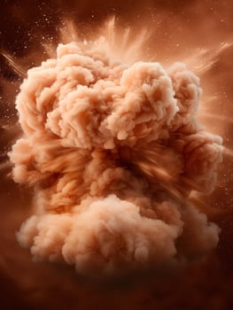 Dramatic explosion in fiery orange clouds photo