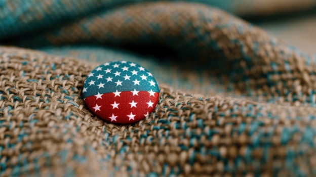 American flag pattern on a round button photo
