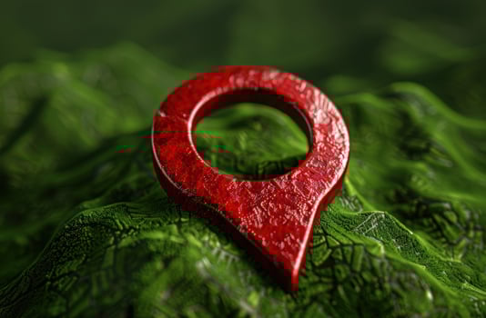 Vibrant red ring on lush green leaves photo