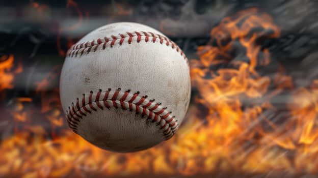Burning baseball in the dark photo