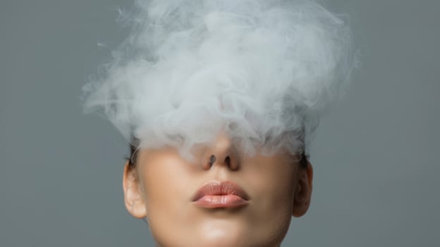 Mysterious woman with smoke around her head photo
