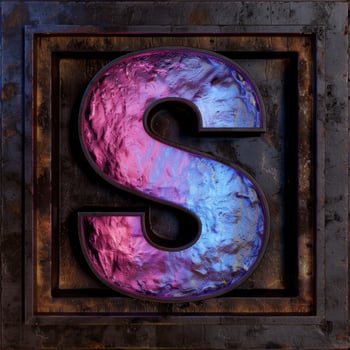 Vibrant abstract letter s in a wooden frame photo