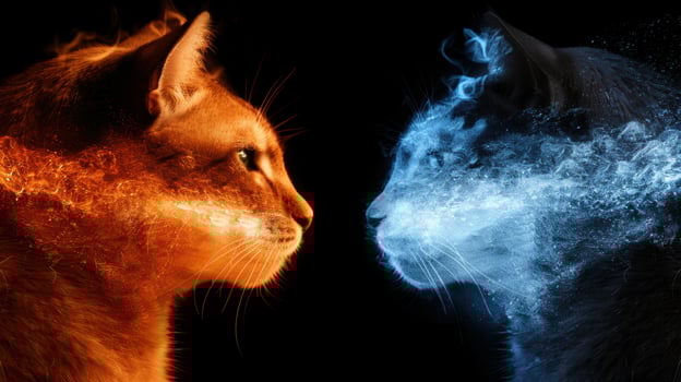 Fiery and icy feline contrast photo