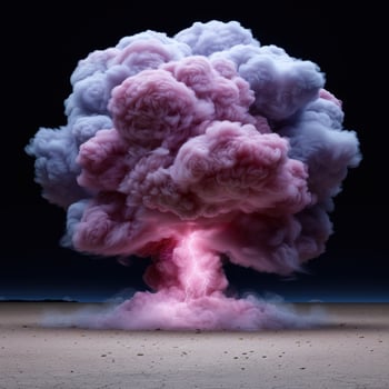 Dramatic explosion of colorful smoke in the desert photo