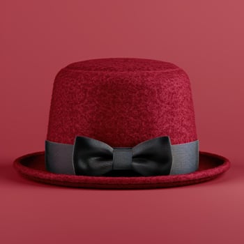 Elegant red bowler hat with black bow tie photo