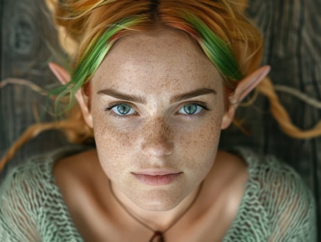 close up portrait of a woman with vibrant hair photo