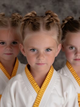 young girls in martial arts uniforms photo