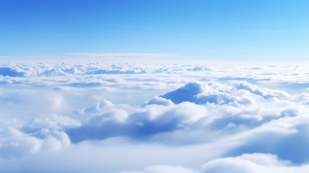 beautiful blue sky with fluffy white clouds photo