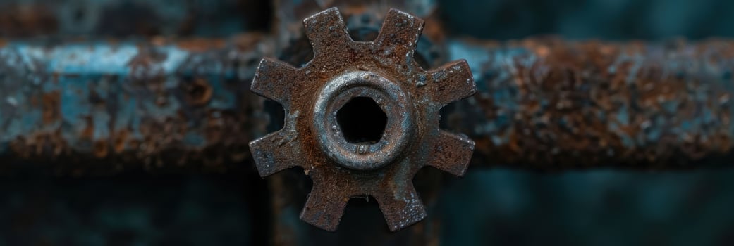 Rusty industrial gear with a hole in the center photo