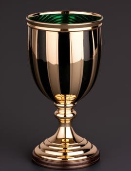 Ornate golden trophy cup with green interior photo