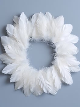 Soft and fluffy white feather wreath photo