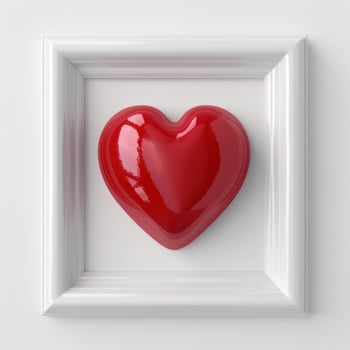 red heart in white frame photo