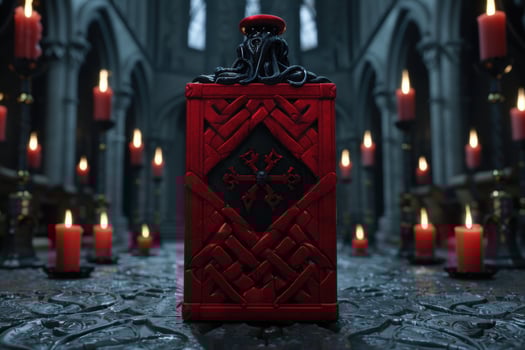 Mysterious occult ritual box with candles photo
