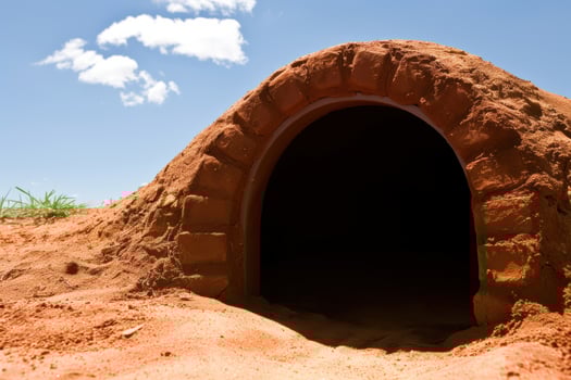 Mysterious desert cave entrance photo