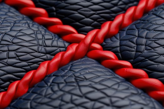abstract leather texture with red straps photo